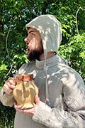 Quilted bonnet - Medieval Market, quilted, made of linen