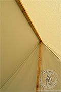 Cotton Wall Tent - Medieval Market, wooden bars inside the tent 
